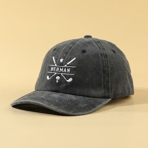 Personalisierte Golfmütze | Unisex individuelle Stickerei Baseballmütze | Golf Zubehör | Geschenke für Golfer Papa Groomsmen Männer Sohn