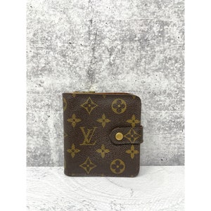 Louis Vuitton Bifold Wallet Monogram Compact Zip Brown Canvas Women's