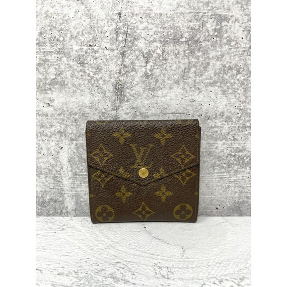 Louis Vuitton Trifold Wallet Monogram Portefeuille Double V Compact Black X  Brown Leather Canvas