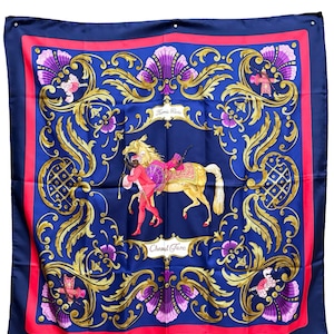 Hermes Carre Vintage 1969 Cheval Turc Silk Large Scarf