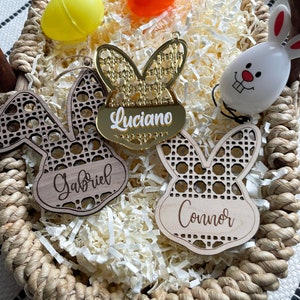 Digital - Laser Cut File - SVG - Laser Engraved | Rattan Personalized Easter Tags | Place Settings | Gift Tags