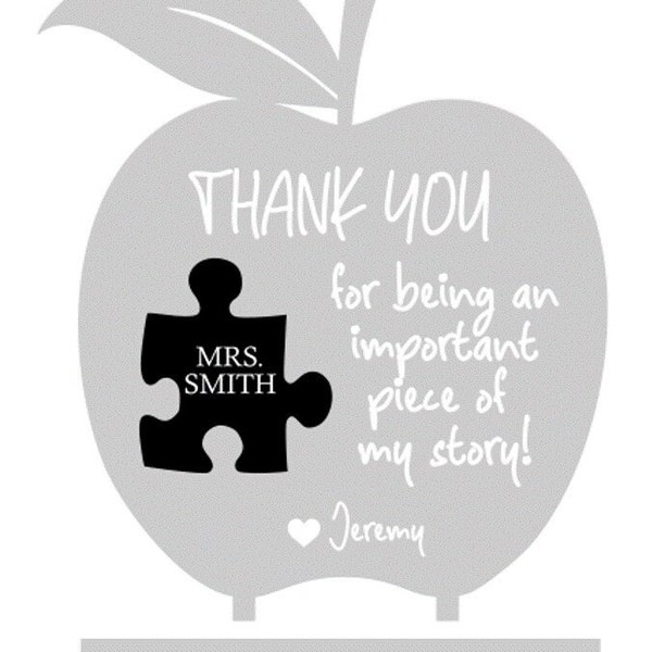 Teachers Apple puzzle piece | Teacher | Desk Sign | Custom Teachers Gift - Digital - Laser Cut File - SVG