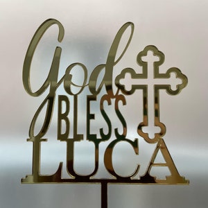 DIGITAL FILE - God Bless Cake Topper, Cake Decorations, Cake Charm, Baptism, Baptism Cake - Digital - Laser Cut File - SVG