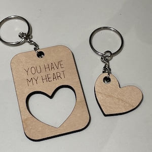 DIGITAL FILE - Laser Cut File - SVG - Keychain | You have my heart | Laser engraved