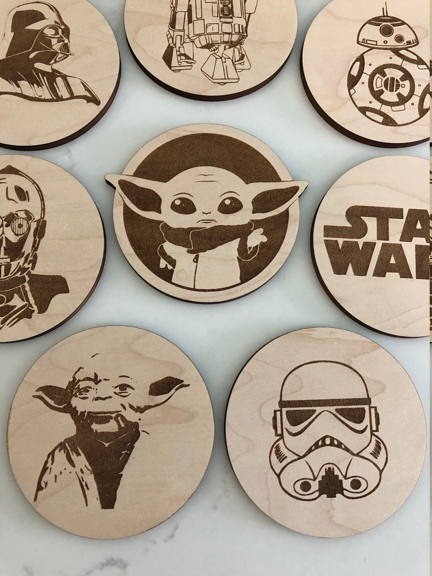 Star Wars Fans - Star Wars Coasters, Set of 4 - Cork with Laser Cut Steel  Rebel and Imperial Logos - 4 Round  (via )