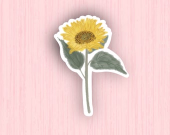 Watercolor Sunflower Sticker | Sunflower Sticker | Sunflower Gifts | Flower Sticker | Laptop Stickers | Water Bottle Stickers | Waterproof