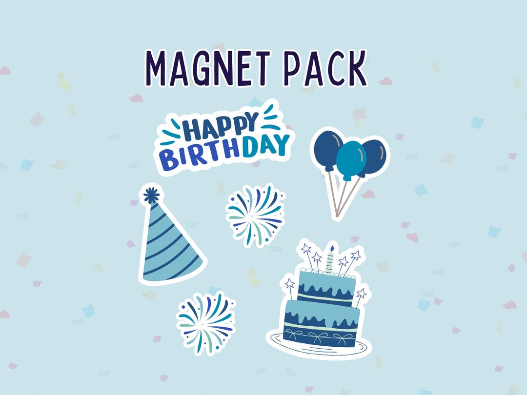 6 Piece Blue Birthday Magnet Pack – Fun & Festive Magnets for Cruise ...