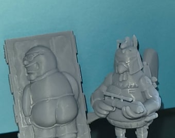 Boba Chicken and Peter in carbonite(Free Shipping over 35)-  Resin 3D Printed Unpainted
