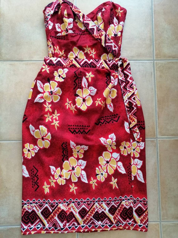 50s style swimsuit and sarong skirt set