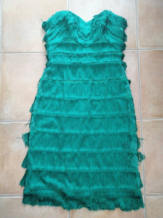 Party dress! 50s style green fringe dress