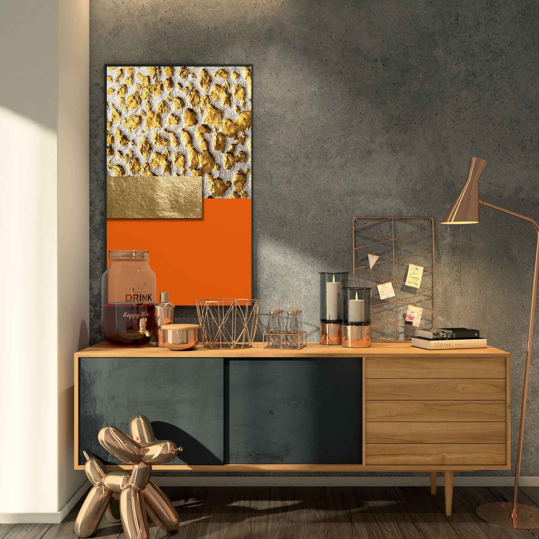 Modern Gold Abstract Canvas 24x48 Inches - Poster Canvas Print