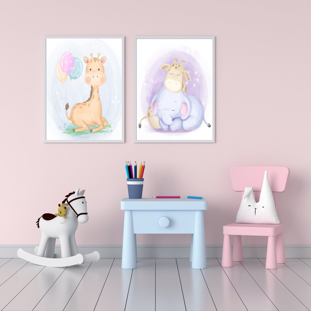 Cute baby giraffe Nursery animal theme Farm animals prints Cute baby