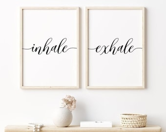 Inhale Exhale Print, Inhale Exhale Wall Art, Inhale Exhale Printable, Inhale Exhale Sign, Spiritual Wall Art, Yoga Print, Boho Decor Prints