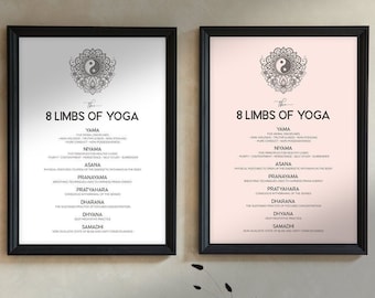 8 Limbs of Yoga-poster, Yogakonst, Yogatryck, Ashtanga Yoga-poster, Utskrivbar Yogaväggkonst, Yogagåvor, Yogastudiodekor, Yogi-väggdekor