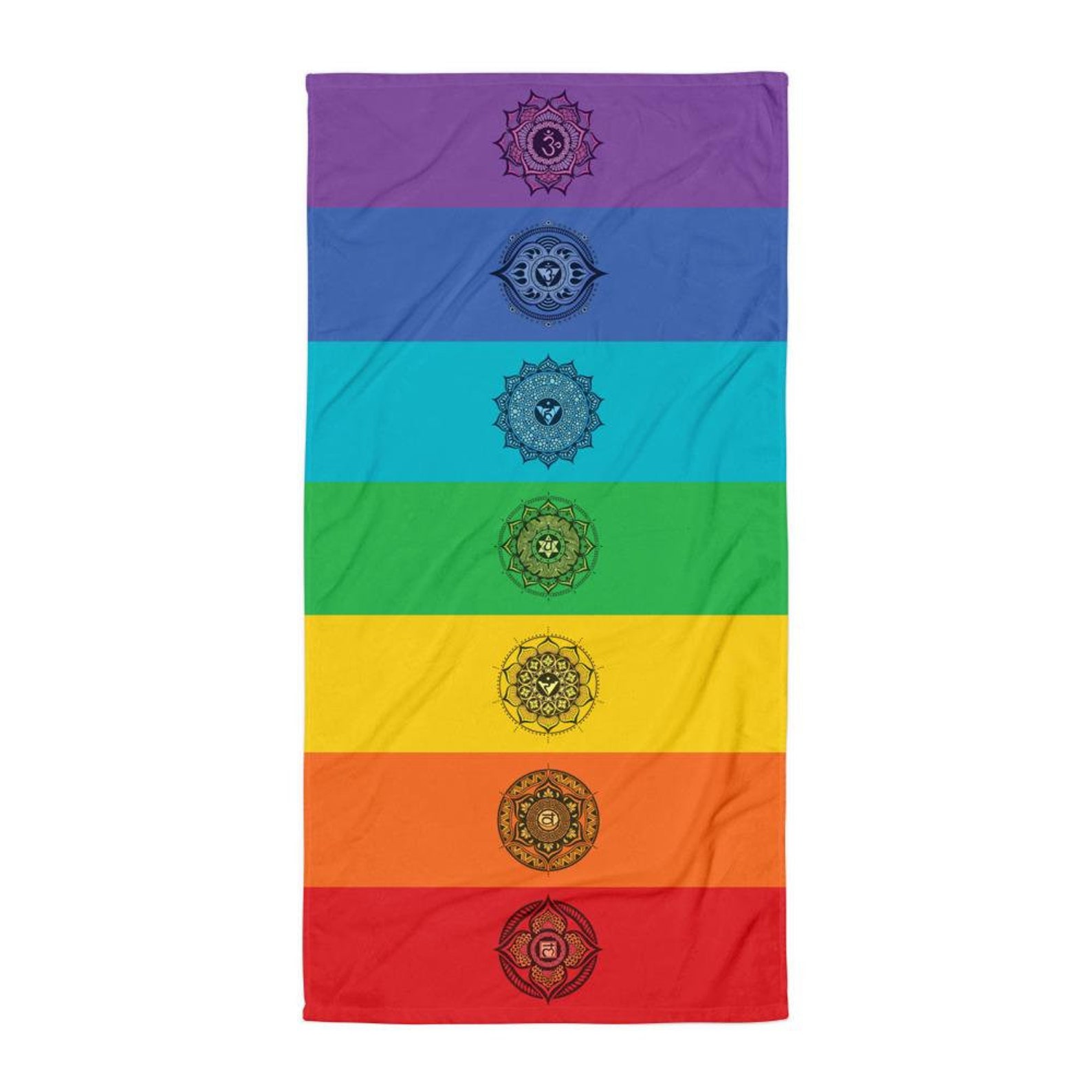 7 Chakra Cotton Rainbow Beach Towel Seven Chakras Blanket Etsy