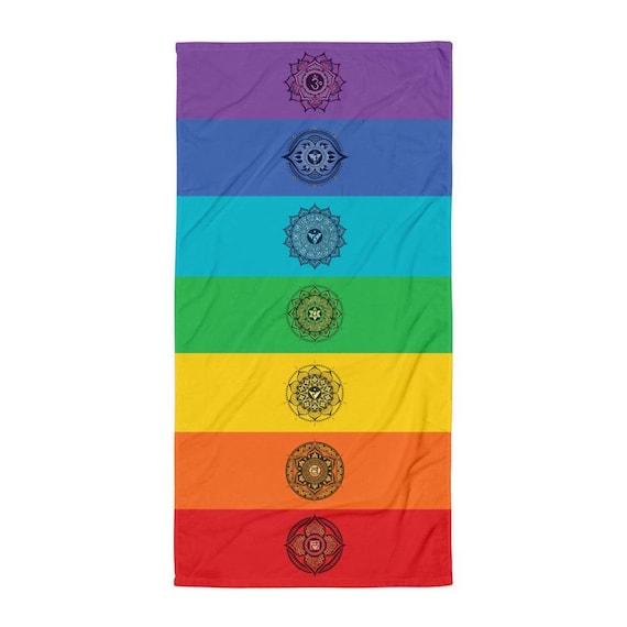 7 Chakra Cotton Rainbow Beach Towel, Seven Chakras Blanket Yoga