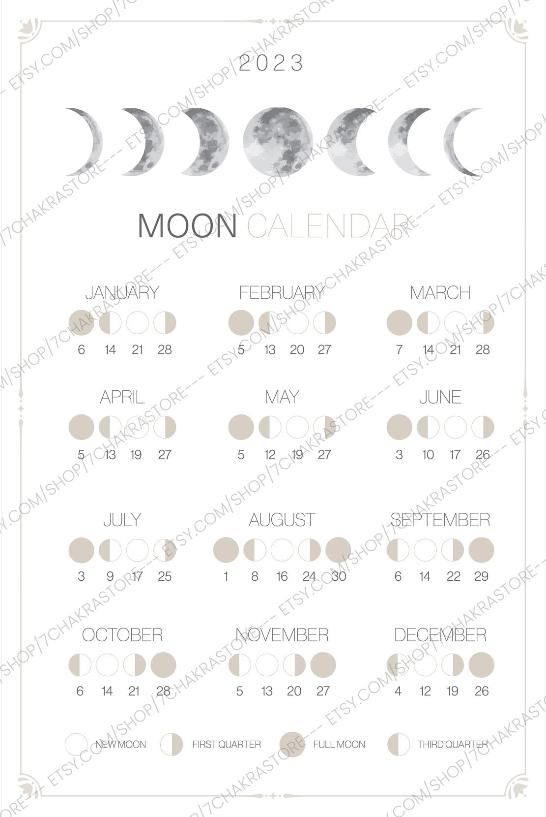 Moon Phases & Lunar Calendar 2023 Bundle Moon Phase Wall Etsy Australia