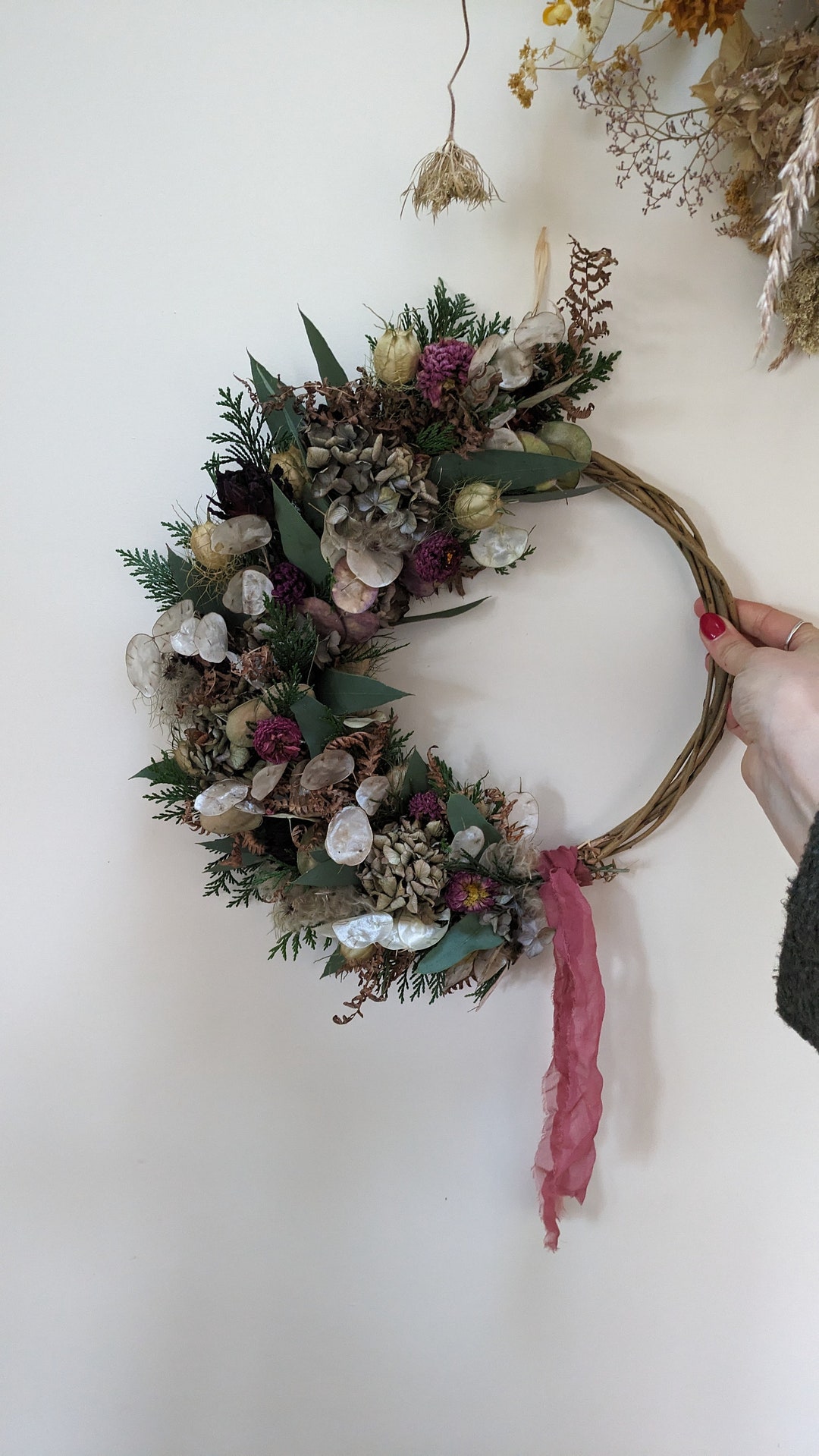 Half Dried Flower Christmas Wreath Etsy