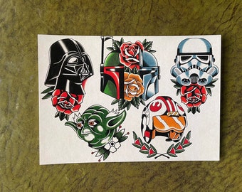 Flash de tatouage traditionnel Star Wars.