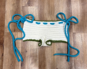 Crochet shorts, cheeky shorts, multicolored shorts, mini shorts, swimwear outfit, exotic clothing, knitted shorts, summer outfit,