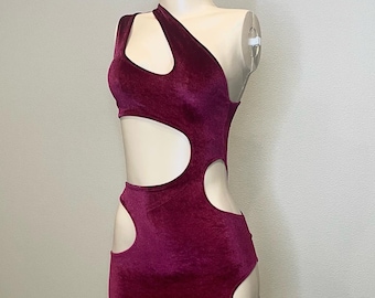 Cutout mini dress, burgundy dress, velvet dress, party dress, birthday dress, birthday girl