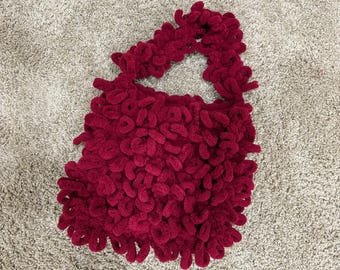 Handmade Burgundy Loop Crochet Bag