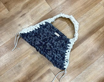 Handmade Crochet Denim Mini Purse, Rave Wear Handbag