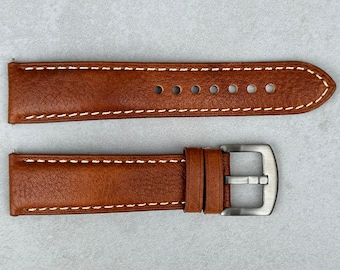 Handmade Copper Brown Italian Leather Watch Strap, Full Grain Leather, Padded, Quick Release, 16mm,18mm, 19mm, 20mm, 21mm, 22mm, 24mm
