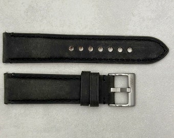 Charcoal Grey Full Grain Leather Watch Strap / Band , Padded, Quick Release, 18mm, 20mm, 22mm, 24mm