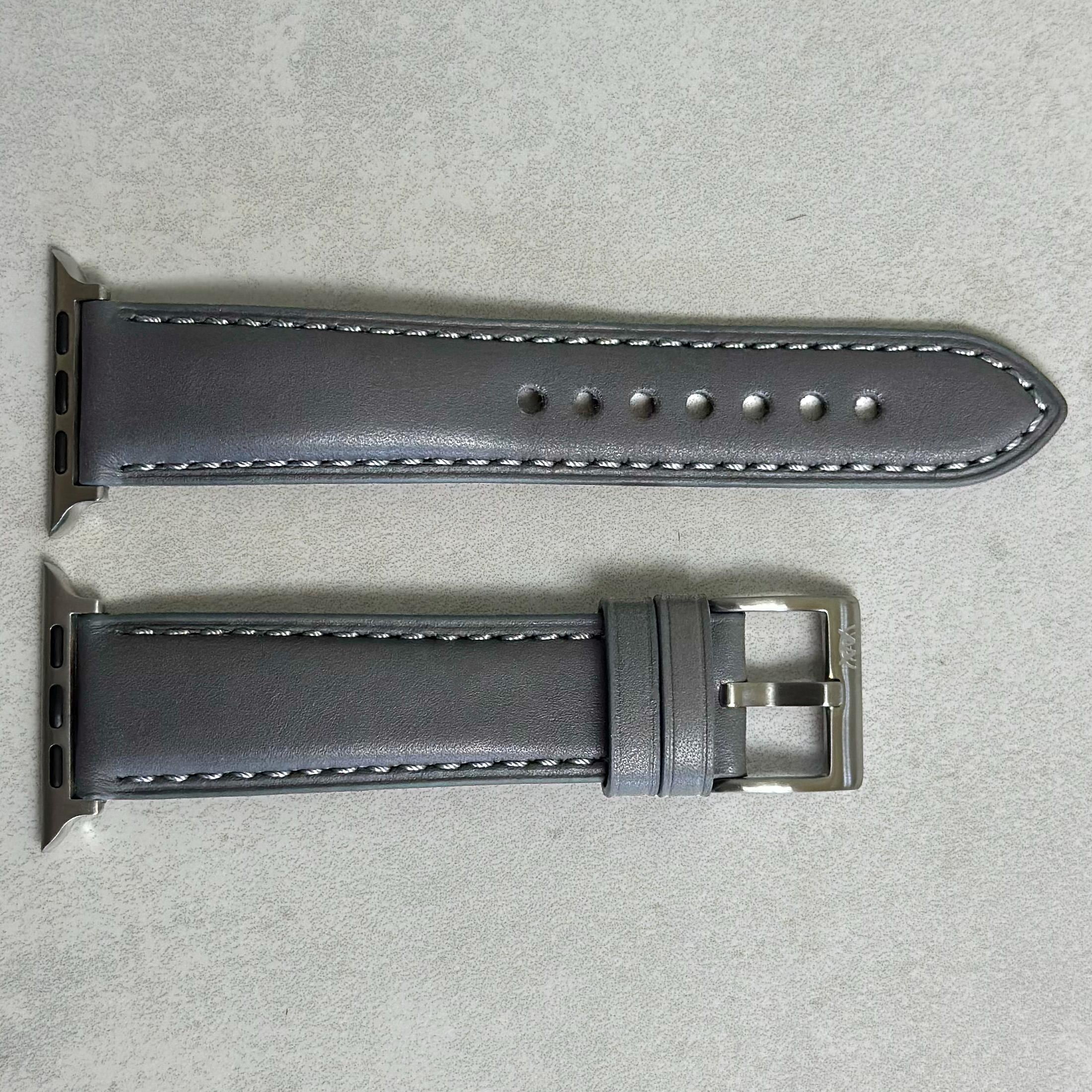 Premium Leather Apple Watch Band Straps Gray Slate in Medium (M) Size Apple Watch Slate Grey Sailcloth Watch Band – Barton Watch Bands main image 3