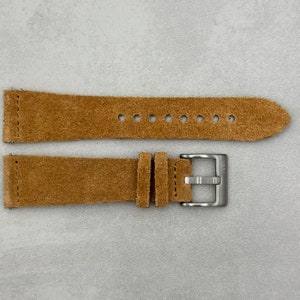 Sand Tan Suede Watch Strap/ Band, 18mm, 20mm, 22mm, 24mm, Quick Release, Stainless Steel, Black, Gold, Rose Gold Buckle. Great Gift