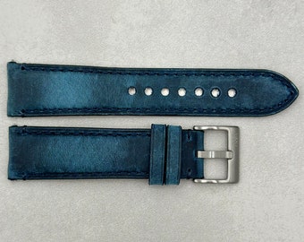Air Force Blue Full Grain Leather Watch Strap / Band , Padded, Quick Release, 18mm, 20mm, 22mm, 24mm