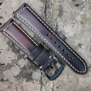 18mm, 20mm, 22mm, 24mm Handmade Full Grain Leather Watch Strap / Band Brown, Black Stainless Steel Buckle, Quick Release, Gift for Him