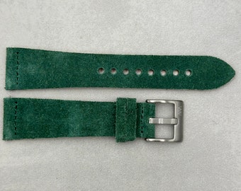 Hunter Green Suede Watch Strap 18mm, 20mm, 22mm, 24mm, Quick Release, Gift For Him