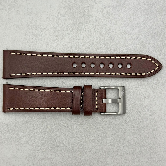 Mocha Brown Italian, Vegetable Tanned, Full Grain Leather  display picture 3