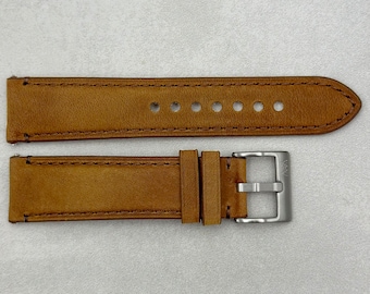 Tan Brown Full Grain Leather Watch Strap / Band , Padded, Quick Release, 18mm, 20mm, 22mm, 24mm