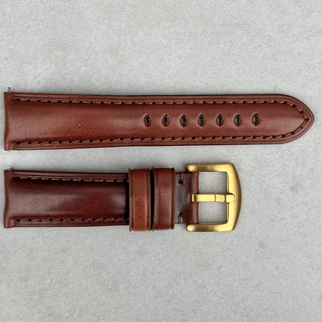 Chestnut Brown Vegetable Tanned Full Grain Leather Watch Strap, Padded ...