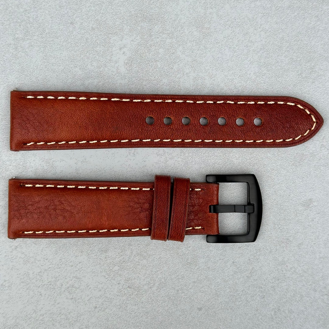 Bracelet Montre Cuir Véritable WOCCI - Motif Fleurs - Libération Rapide - Boucle Acier Inox - 18/20/22mm