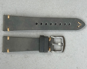 Stone Grey Vintage Full Grain Leather Watch Strap Quick Release 18mm, 20mm,  22mm, 24mm