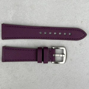 Royal Purple Saffiano Leather Watch Strap, Full Grain Leather Quick Release Pins, 18mm, 20mm, 22mm, 24mm, Gift for Him