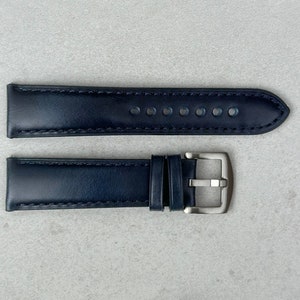 Bracelet de montre en cuir pleine fleur bleu océan, dégagement rapide, 18 mm 20 mm 22 mm 24 mm