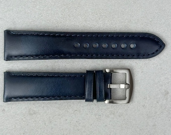 Deep Ocean Blue Full Grain Leather Watch Strap, Quick Release, 18mm 19mm 20mm 21mm 22mm 24mm
