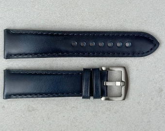 Deep Ocean Blue Full Grain Leather Watch Strap, Quick Release, 18mm 20mm 22mm 24mm