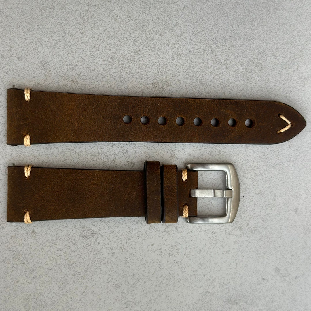 Chocolate Brown Vintage Full Grain Leather Watch Strap Quick - Etsy