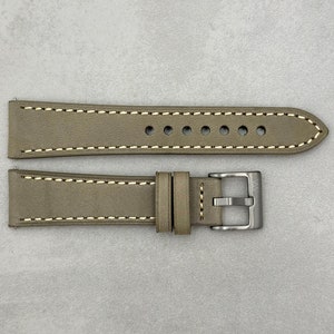 Smoke Grey Italian, Vegetable Tanned, Full Grain Leather Watch Strap, 18mm, 20mm, 22mm, 24mm, Quick Release