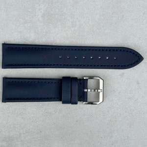 Navy Blue Sail Cloth Watch Strap, Padded, Leather Backed, Quick Release, 19mm, 20mm, 21mm, 22mm