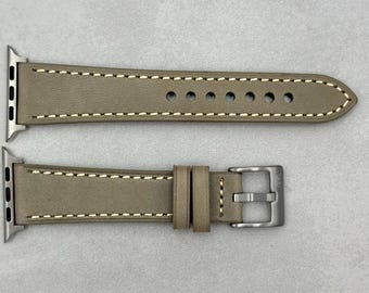 Smoke Grey Italian, Vegetable Tanned, Full Grain Leather Apple Watch Strap, Ultra, Series 10, Series 9, Series 8, Series 7, SE