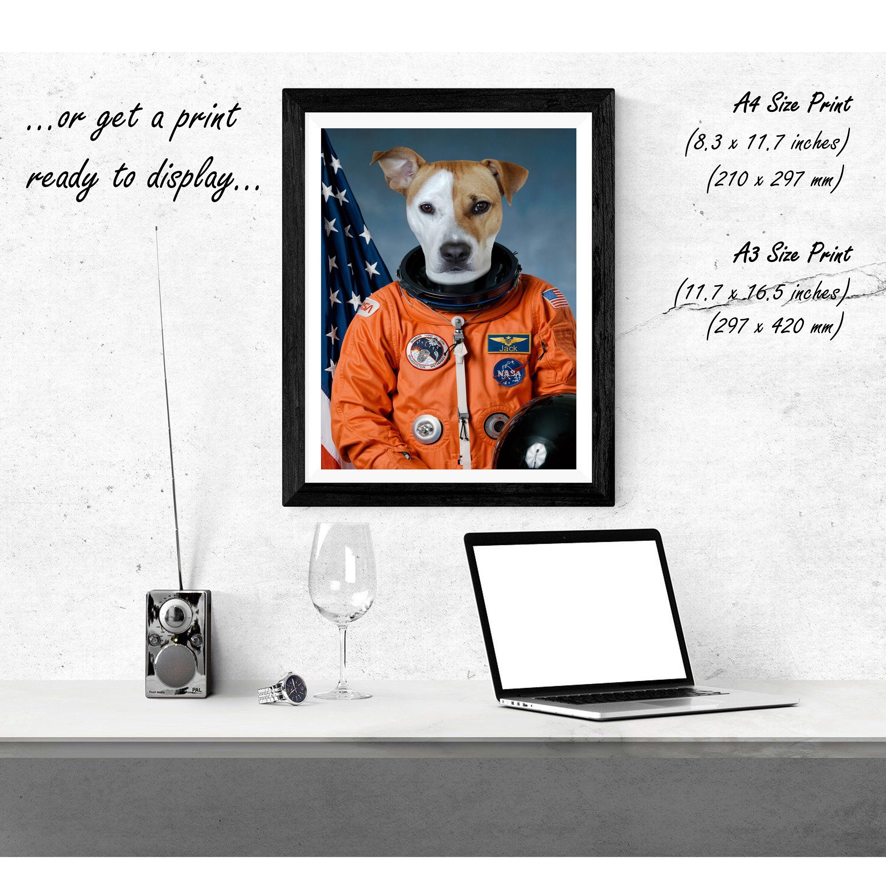 Custom Pet Portrait Astronaut Dog Portrait Personalised Pet Etsy