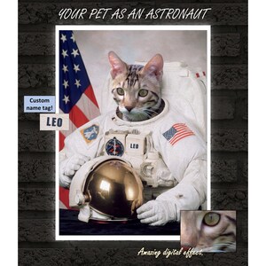 Custom Pet Portrait, Astronaut Cat Portrait, Personalised Pet Portrait, NASA Cat, Space Cat, Cat Lover Gift, Cat Portrait From Photo