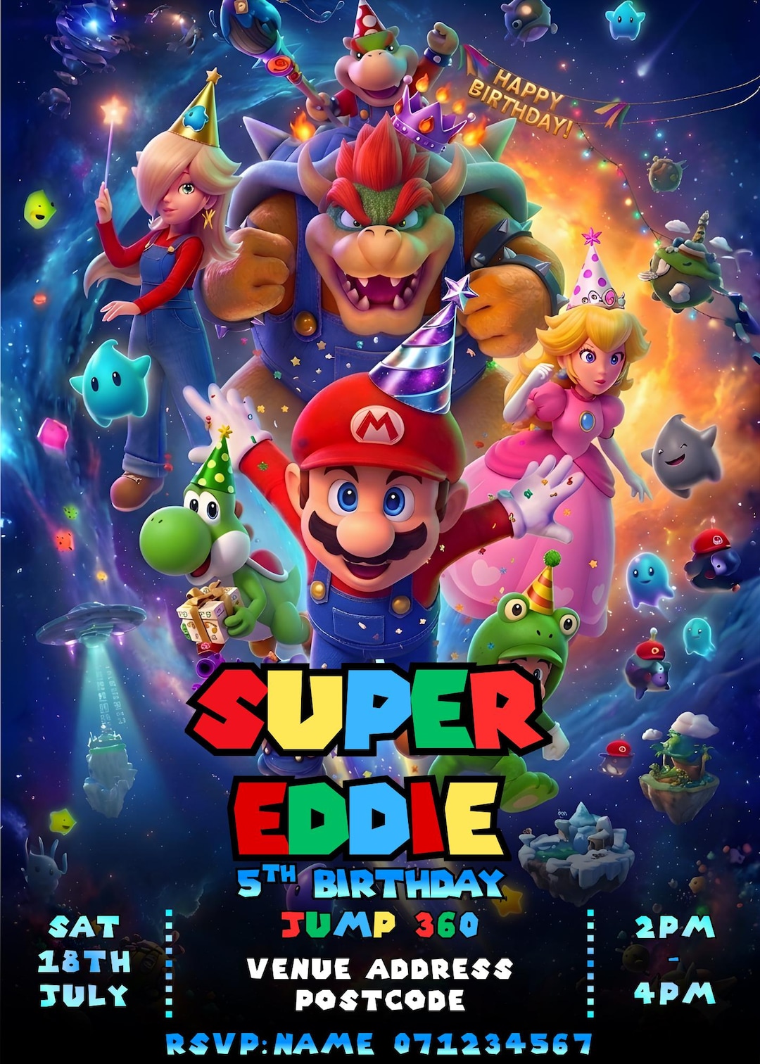 Digital Super Mario Invitation - Etsy